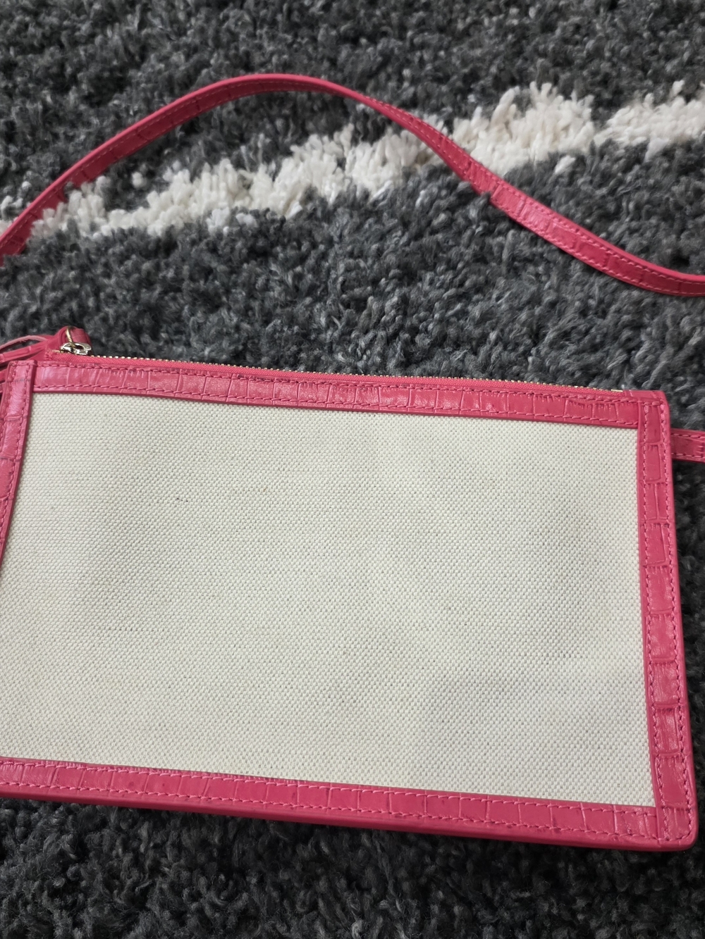 Canvas Clutch with Hot Pink Trim and Strap